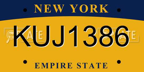 KUJ1386 New York License Plate