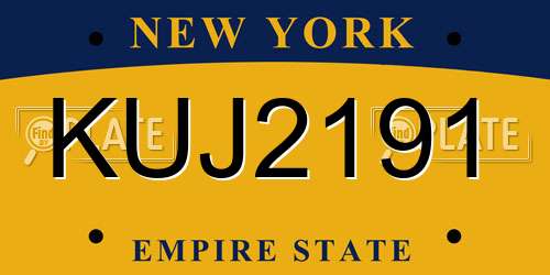 KUJ2191 New York License Plate