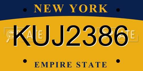 KUJ2386 New York License Plate