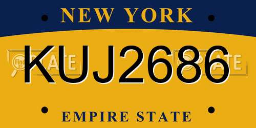 KUJ2686 New York License Plate