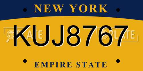 KUJ8767 New York License Plate