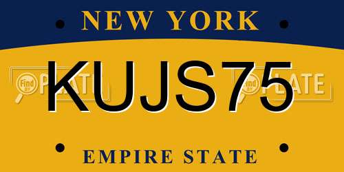 KUJS75 New York License Plate
