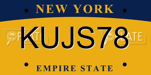 KUJS78 New York License Plate