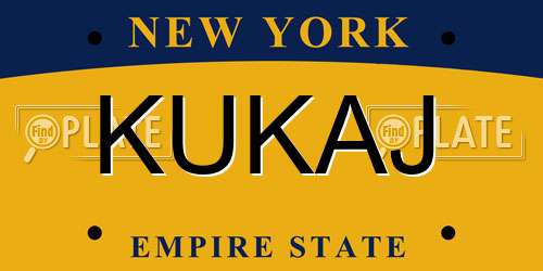 KUKAJ New York License Plate