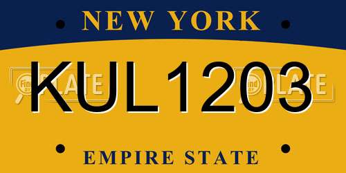 KUL1203 New York License Plate