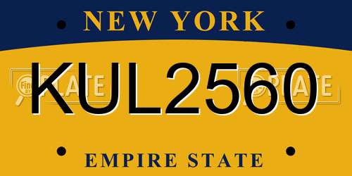 KUL2560 New York License Plate