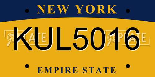 KUL5016 New York License Plate