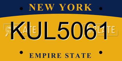 KUL5061 New York License Plate