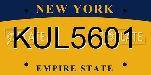 KUL5601 New York License Plate