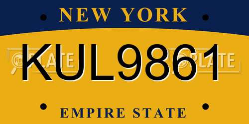 KUL9861 New York License Plate