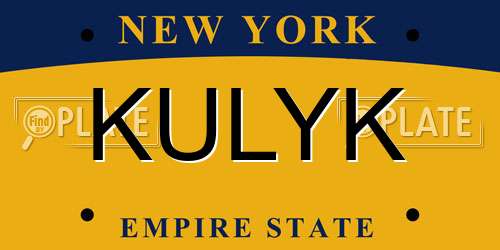 KULYK New York License Plate