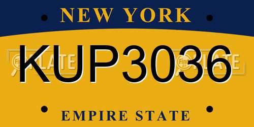 KUP3036 New York License Plate