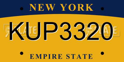 KUP3320 New York License Plate