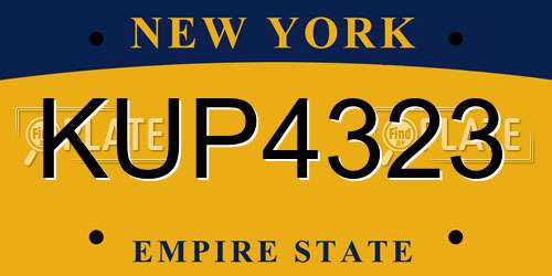 KUP4323 New York License Plate
