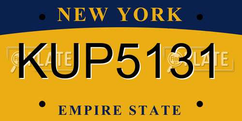KUP5131 New York License Plate