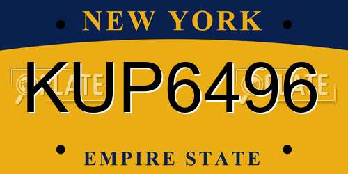 KUP6496 New York License Plate