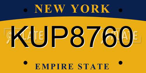 KUP8760 New York License Plate
