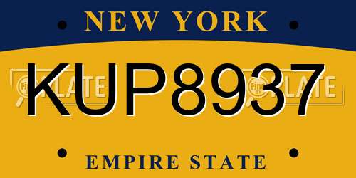 KUP8937 New York License Plate