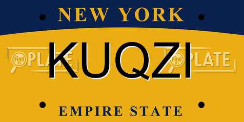 KUQZI New York License Plate