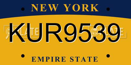 KUR9539 New York License Plate