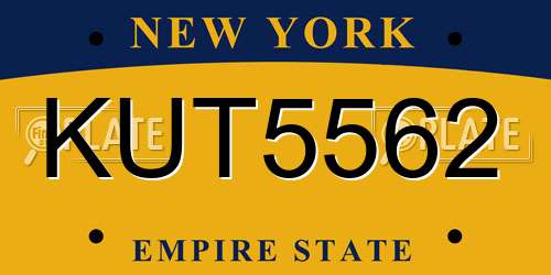 KUT5562 New York License Plate