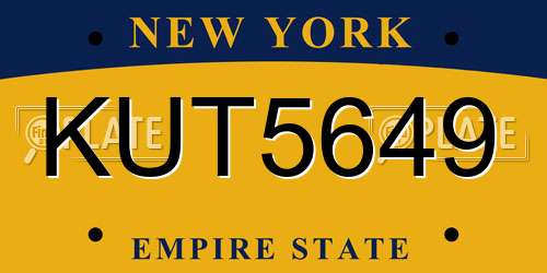 KUT5649 New York License Plate