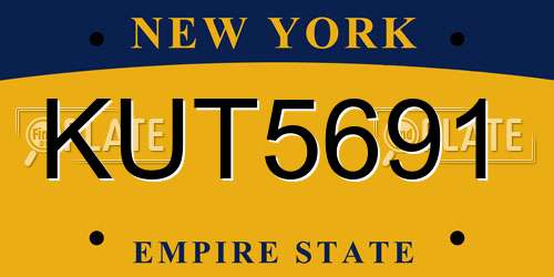 KUT5691 New York License Plate