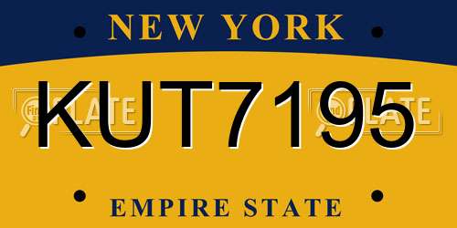 KUT7195 New York License Plate