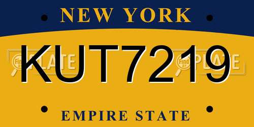 KUT7219 New York License Plate