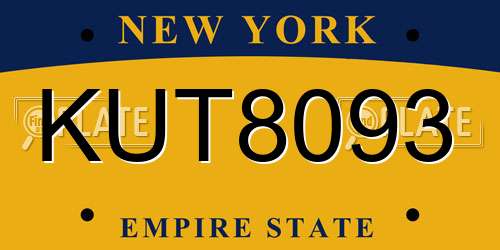 KUT8093 New York License Plate