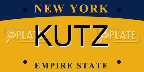 KUTZ New York License Plate