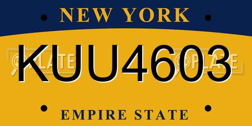 KUU4603 New York License Plate