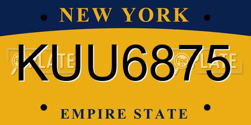 KUU6875 New York License Plate