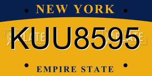 KUU8595 New York License Plate