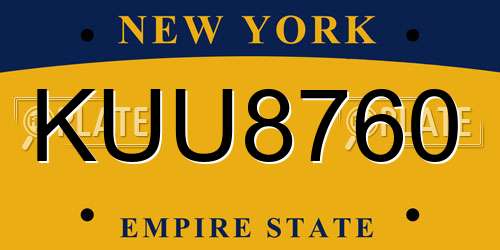 KUU8760 New York License Plate