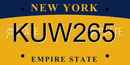 KUW265 New York License Plate