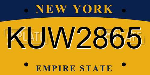 KUW2865 New York License Plate