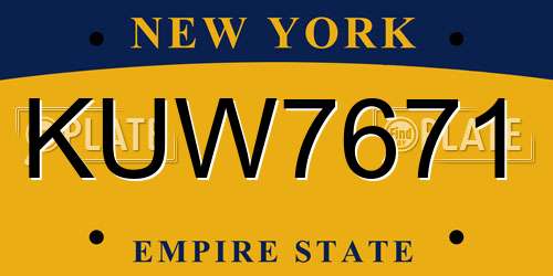 KUW7671 New York License Plate