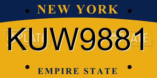 KUW9881 New York License Plate