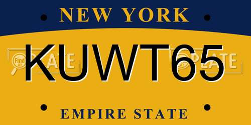 KUWT65 New York License Plate
