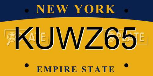 KUWZ65 New York License Plate