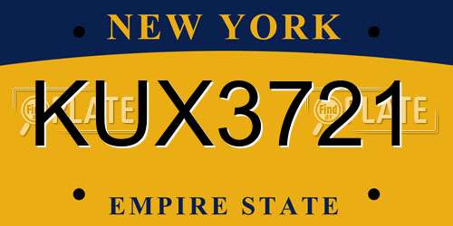KUX3721 New York License Plate