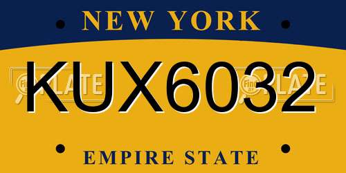 KUX6032 New York License Plate