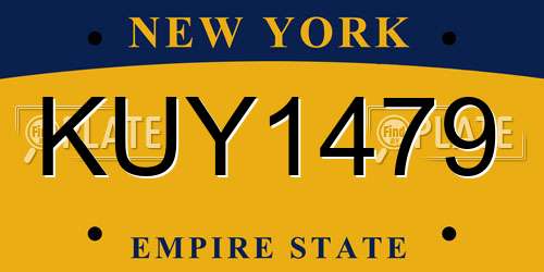 KUY1479 New York License Plate