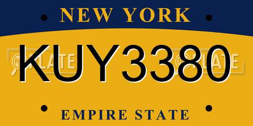 KUY3380 New York License Plate