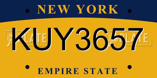 KUY3657 New York License Plate