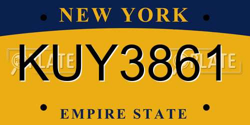KUY3861 New York License Plate
