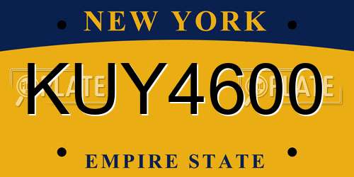 KUY4600 New York License Plate