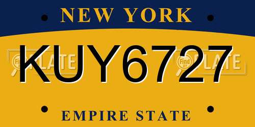 KUY6727 New York License Plate