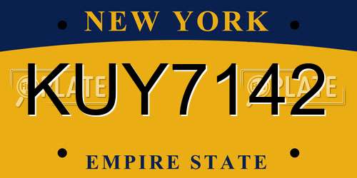 KUY7142 New York License Plate